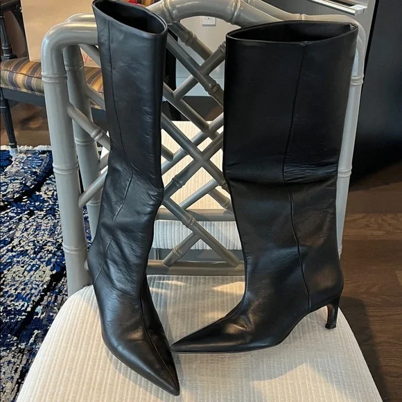 ASOS Design Cleona premium leather boot kitten heel black US 6 - Picture 3 of 9